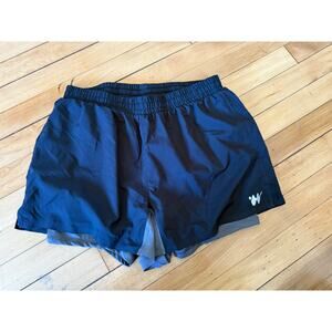 Without Walls black‎ and grey double layer running shorts